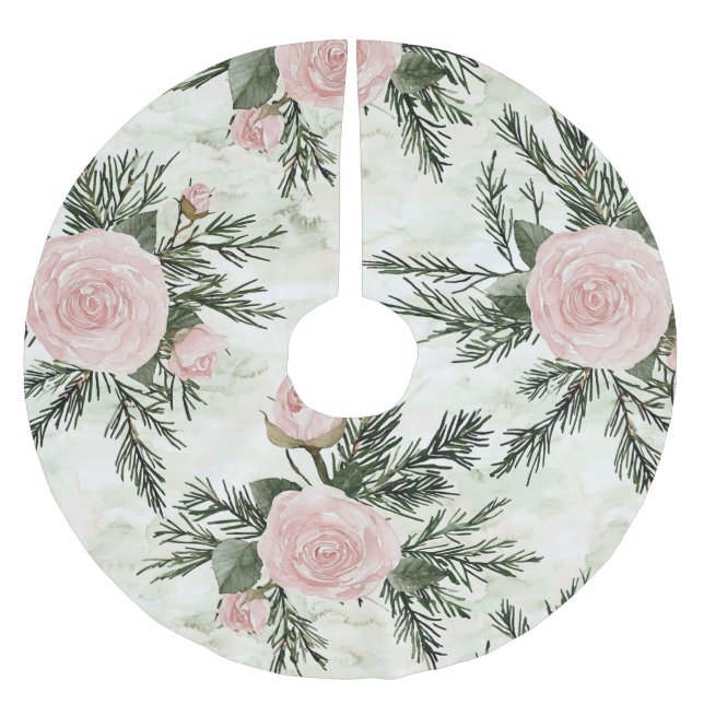 Rosenskär Blommig Jul Julgransmatta Borstad Polyester (Framsidan)