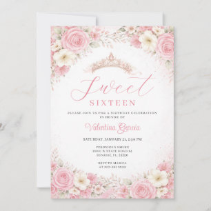 Rosenskär Prinsessa Sweet Sixteen Födelsedagsfest Inbjudningar