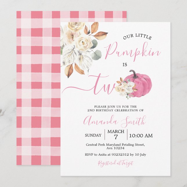 Rosenskär Pumpa Förälskad Tvåårsfest Inbjudningar (Fram/baksida)