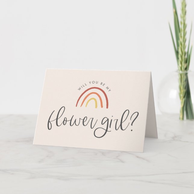 Rosenskär Terrakotta Regnbåge Flower Girl Förlovni Kort (Framsida)