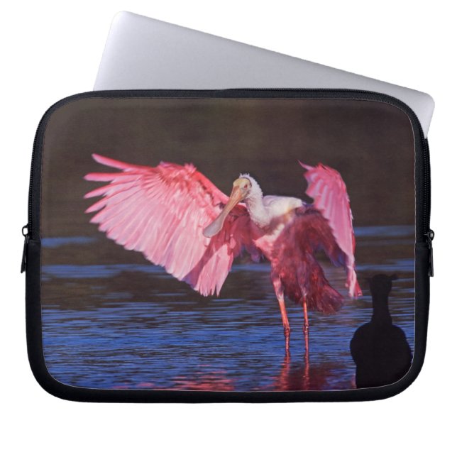 Rosenskedstork (Ajaia ajaja) med skarv Laptop Fodral (Framsidan)