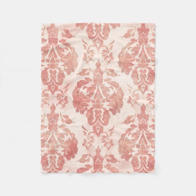 Rosenskiftad Damask vattenfärg Blommig Vintage-mön Fleecefilt (Framsidan)