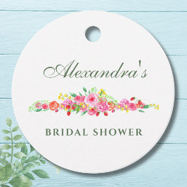 Rosenskiftande blommig bröllopsdusch med peonier gåvor etiketter