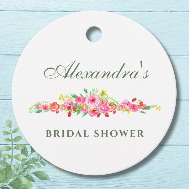 Rosenskiftande blommig bröllopsdusch med peonier gåvor etiketter (Skapare uppladdad)