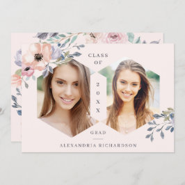 Rosenskiftande Geometrisk Blommig | Foto Examen Fe Inbjudningar