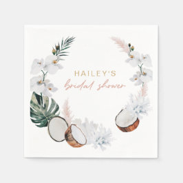 Rosenskiftande Tropisk Palm Pampas Bröllopsfest Pappersservett