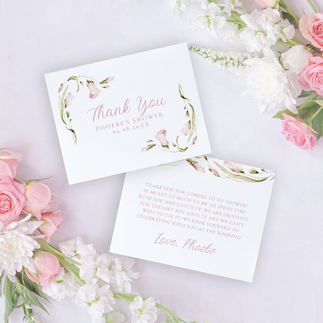 Rosensköljning Vattenfärg Blommig Bröllopskalas Pl Tack Kort (Skapare uppladdad)