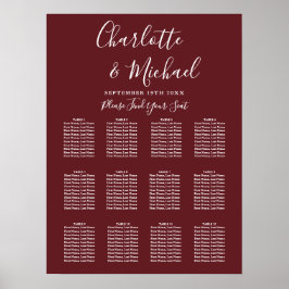 Rosenträ Rosa Elegant Bröllopsställningsschema Poster