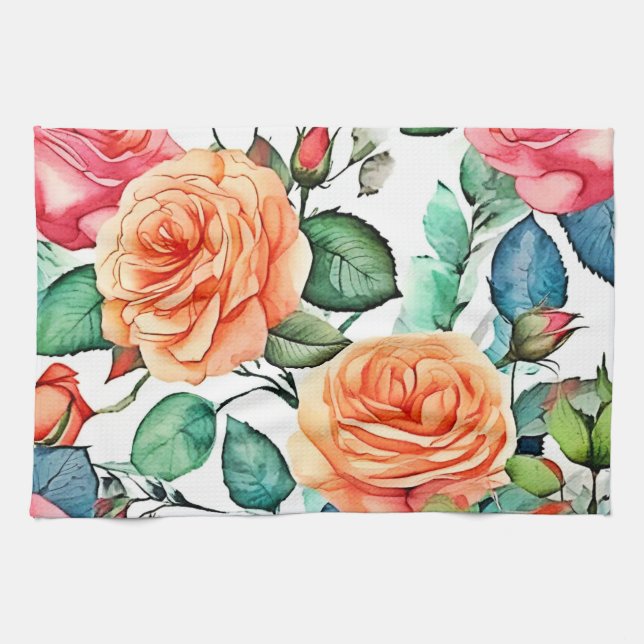 Rosenträdgård Blomdesign Kökshandduk (Horisontell)