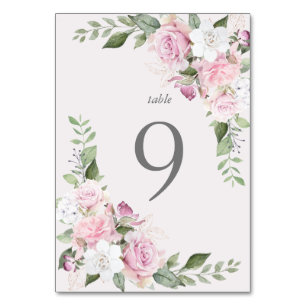Rosenträdgård elegant blomsterbordskort bordsnummer