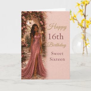 Rosenträdgård Sweet Sixteen födelsedagskort Kort