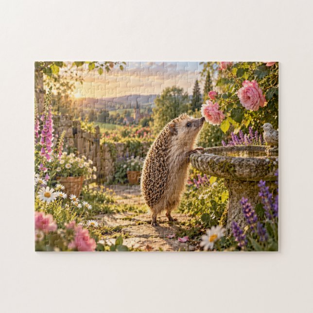 Rosenträdgårdsdesign med igelkott pussel (Horisontell)