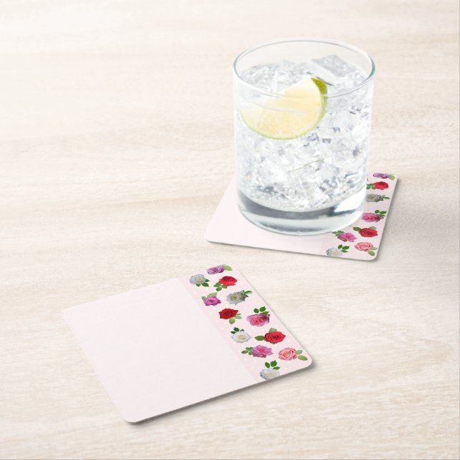 Rosenträdgårdsfest Bröllosdopp Underlägg Papper Kvadrat (Insitu)