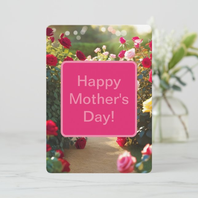 Rosenträdgårdsstig Röd Rosa Grön 2025 Julkort (Stående Fram)