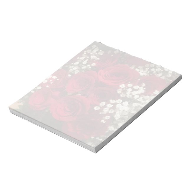Roses and Baby's Breath Notepads Anteckningsblock (Roterad)