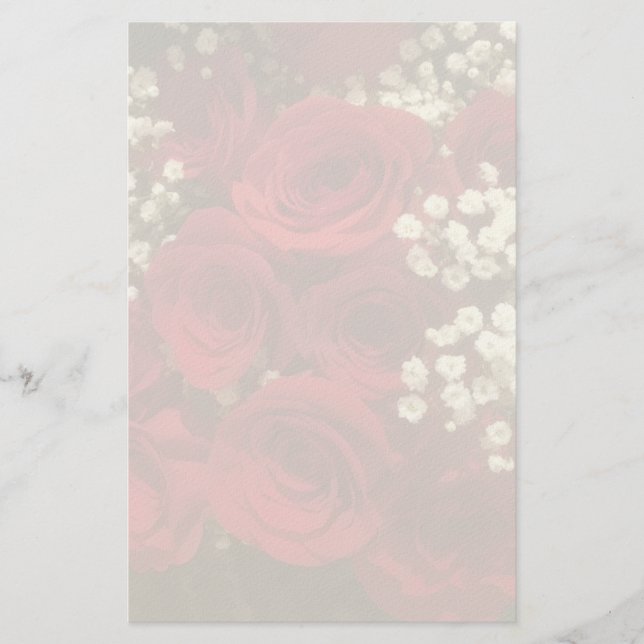 Roses and Baby's Breath Stationery Brevpapper (Framsida)