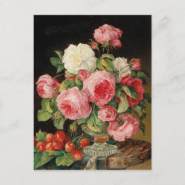 Roses and cherries oil painting vykort