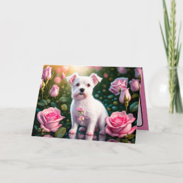 Roses And Little Dog Samling Kort