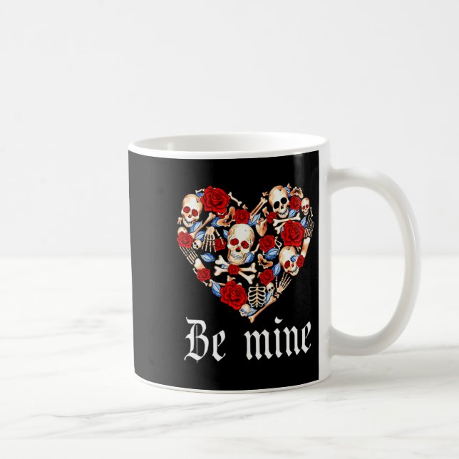 Roses And Skulls Heart Gothic Style Valentine Be M Kaffemugg (Höger)