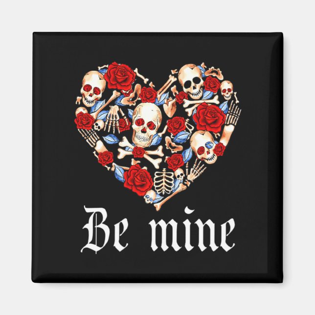 Roses And Skulls Heart Gothic Style Valentine Be M Magnet (Framsidan)