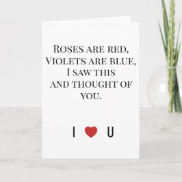 Roses Are Red Valentine's - I ♥ U Funny Romantic   Kort