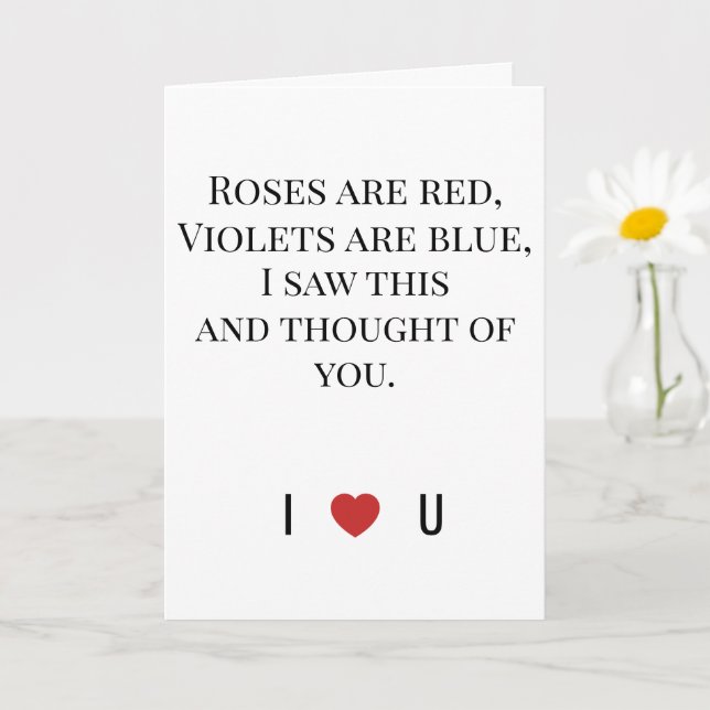 Roses Are Red Valentine's - I ♥ U Funny Romantic   Kort (Liten växt)