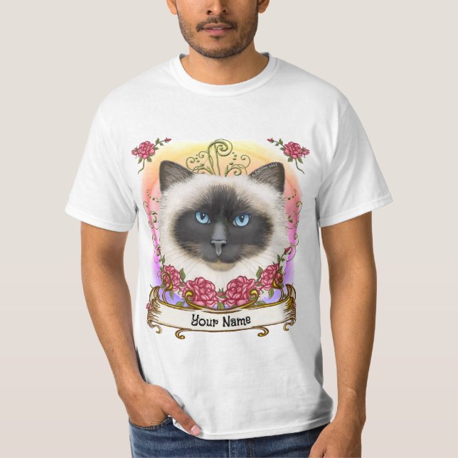 Roses Birman Cat   T Shirt (Framsida)