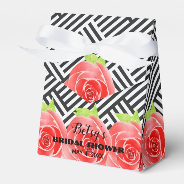 Roses Black White Stripes Derby Tält Presentaskar (Framsidan Sidan)