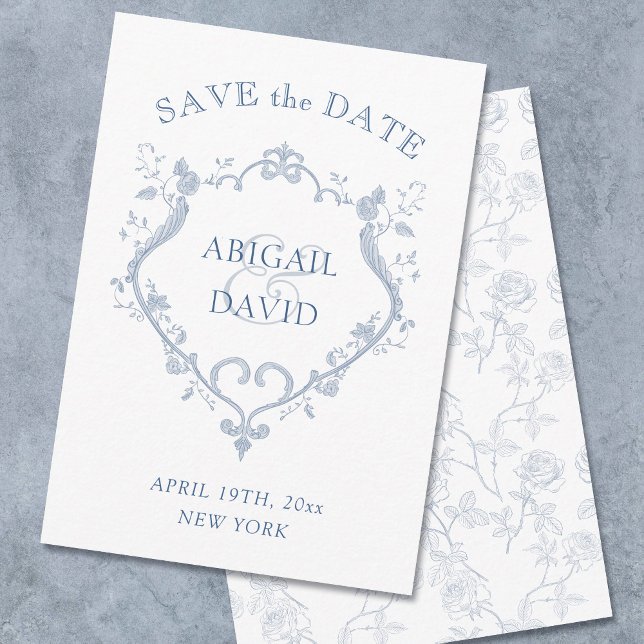 Roses Blue Crest Wedding Save The Date Spara Datumet (Skapare uppladdad)