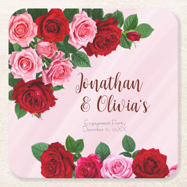 Roses Engagement Party Underlägg Papper Kvadrat (Framsidan)