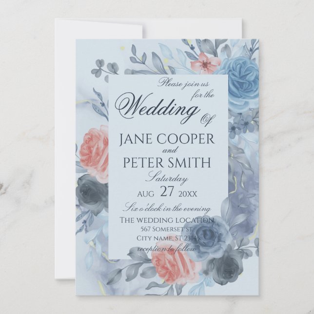 Roses floral arrangement Wedding Invitation Inbjudningar (Framsida)