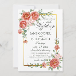 Roses floral Wedding Invitation Inbjudningar