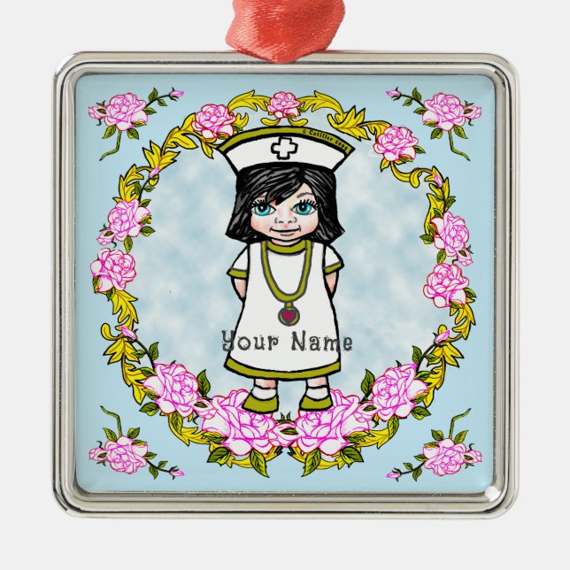 Roses Girl Nurse Ceramic Ornament (Framsidan)