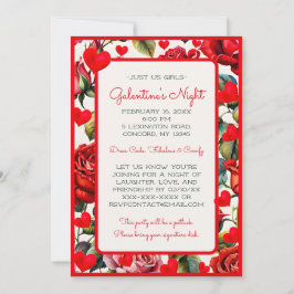 Roses & Hearts Galentine's Nattfest Inbjudan