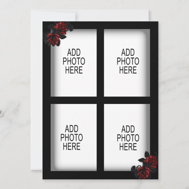 Roses järngrind Goth Lägg till fyra bilder Inbjudningar (Baksida)
