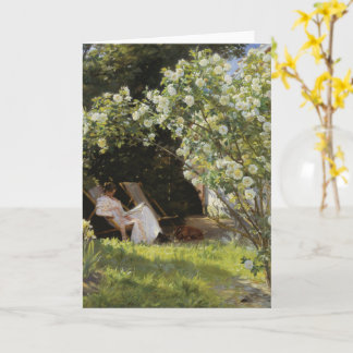 Roses. Marie Krøyer seated in the deckchair Kort