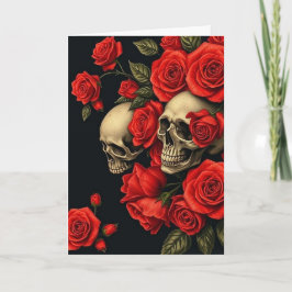 Roses n Skulls Valentine Card Tack Kort