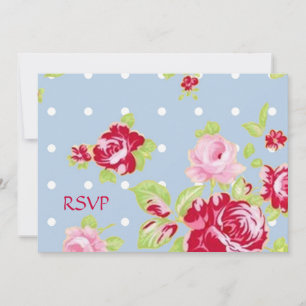 Roses On Blue Bröllopsmottagning RSVP Inbjudningar
