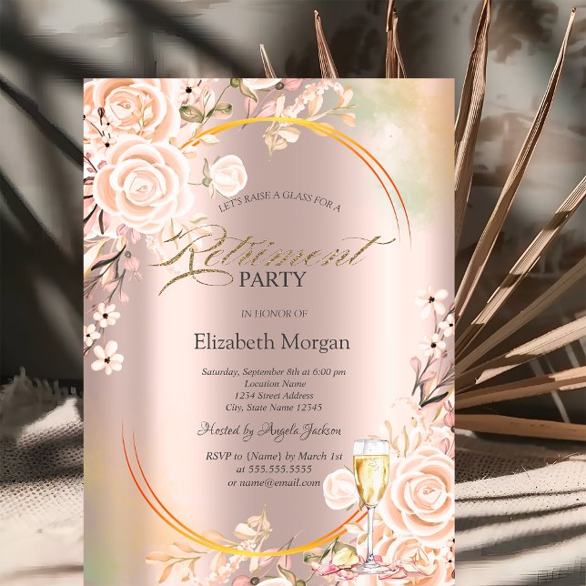 Roses Prosecco kronblad Rose Gold Inbjudningar (Skapare uppladdad)