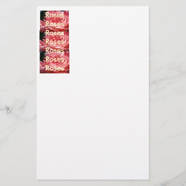 ROSES ROSES ROSES Pappersvaror Rosa Rosblommor Brevpapper (Framsida)
