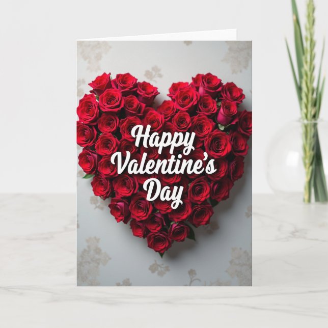 Roses Valentines Day Happy Card Kort (Framsida)