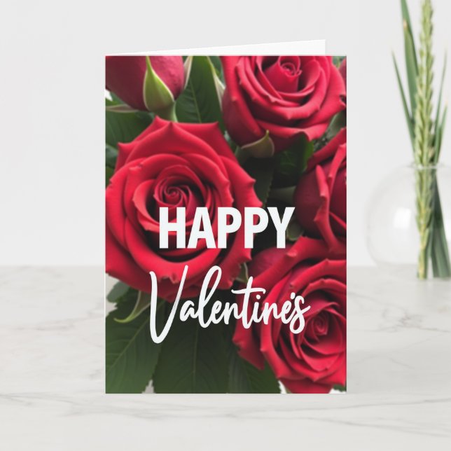 Roses Valentines Happy Card Kort (Framsida)