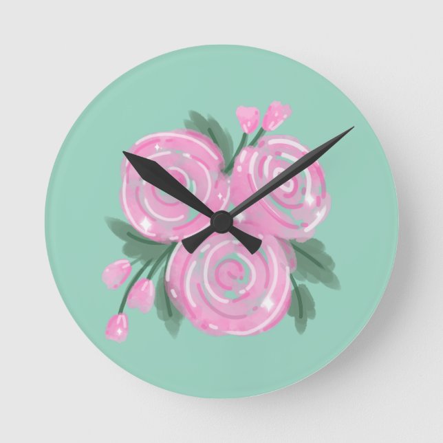 Roses Wall Clock  Rund Klocka (Framsida)