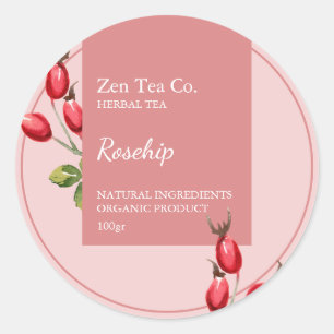 Roseship Herbal Tea Business Label Runt Klistermärke