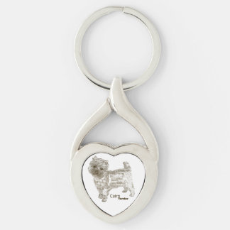 RöseTerrierhjärtnyckelring - TypoDoggies Twisted Heart Silverfärgad Nyckelring