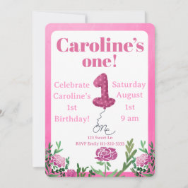 Rosett ballong födelsedagsinbjudan för ettårsdagen inbjudningar