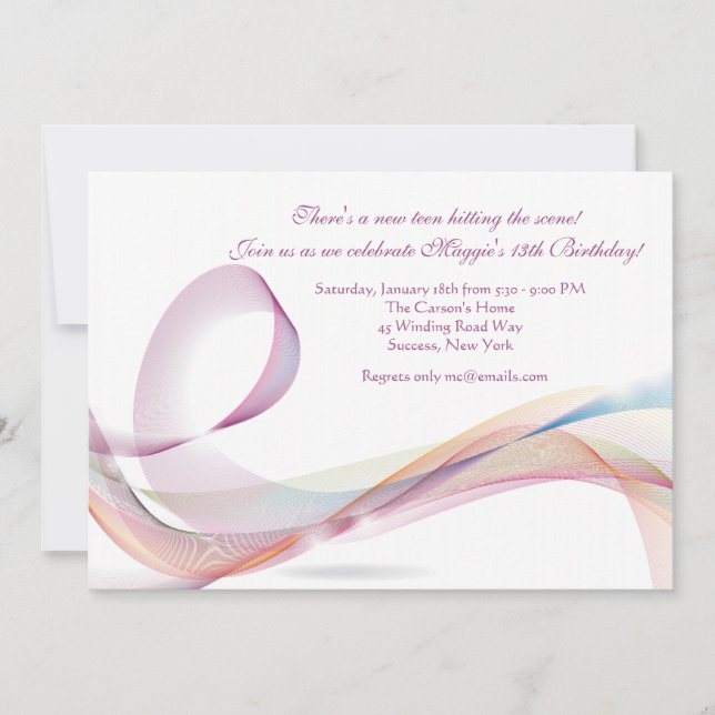 Rosett band Födelsedagsfest inbjudan (Framsida)