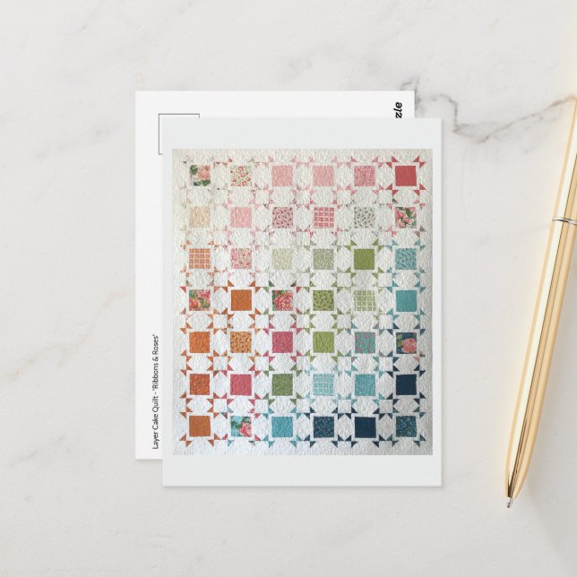 Rosett band & Ro Quilt vykort (Fram/Back In Situ)