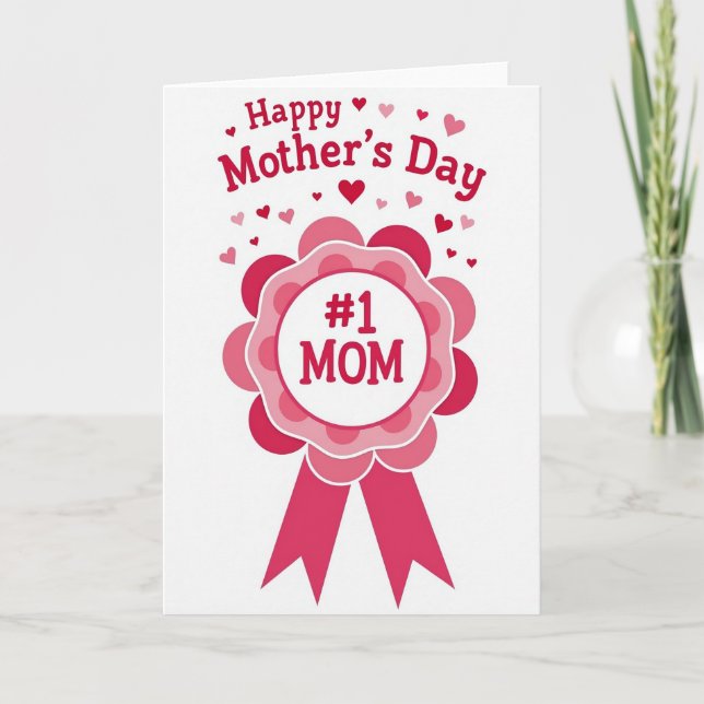 Rosett Mors Dag Nummer Ett Mamma Kort (Framsida)
