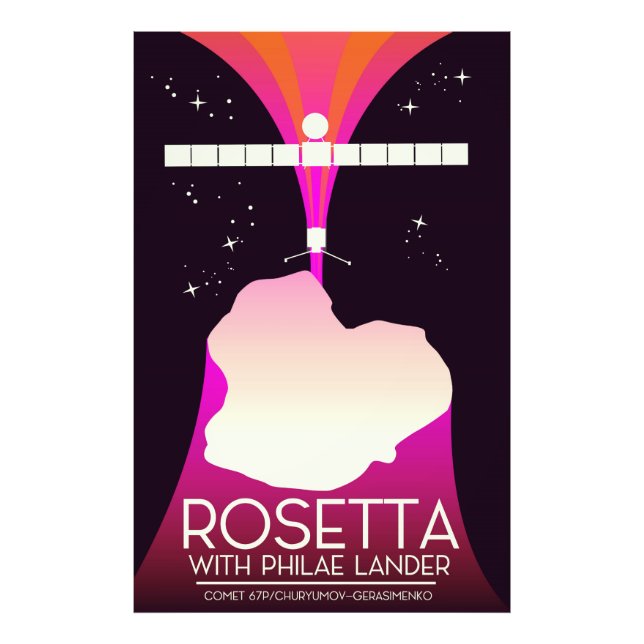 Rosetta & Philae Lander Rymdkonst. Fototryck (Framsidan)
